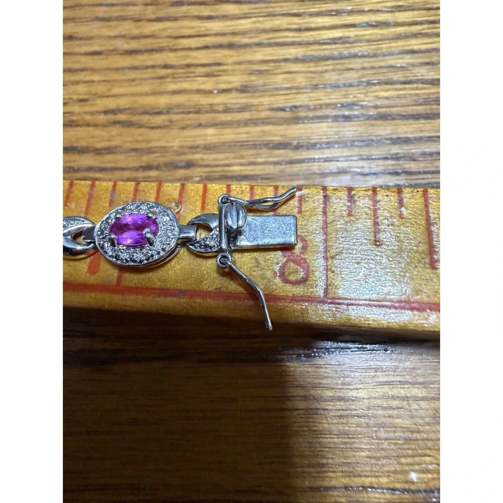 Ross Simon's Sterling Silver Pink Topaz Infinity Link Tennis Bracelet 7.5